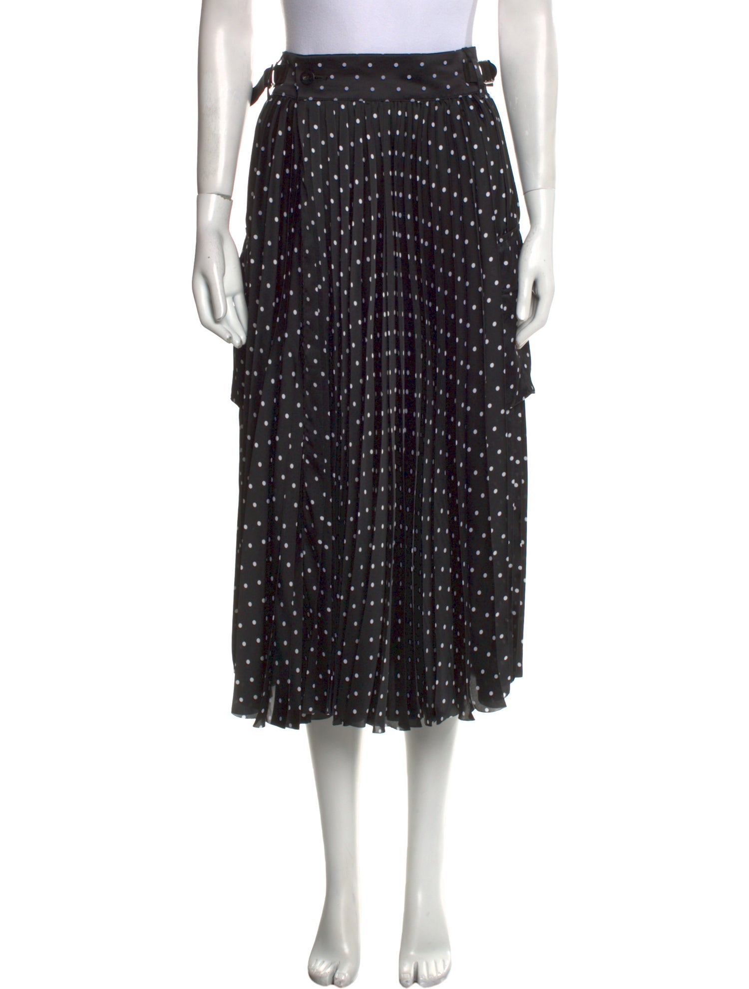 Sacai Polka Dot Print Midi Length Skirt - Black Skirts