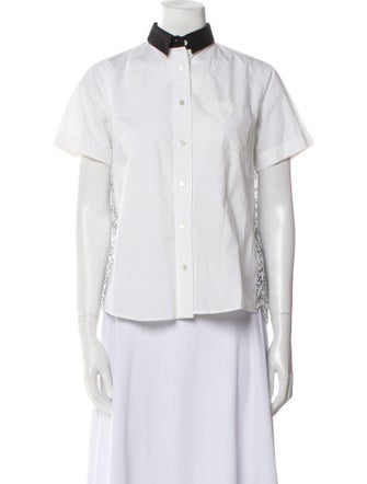 Sacai Short Sleeve Button-Up Top