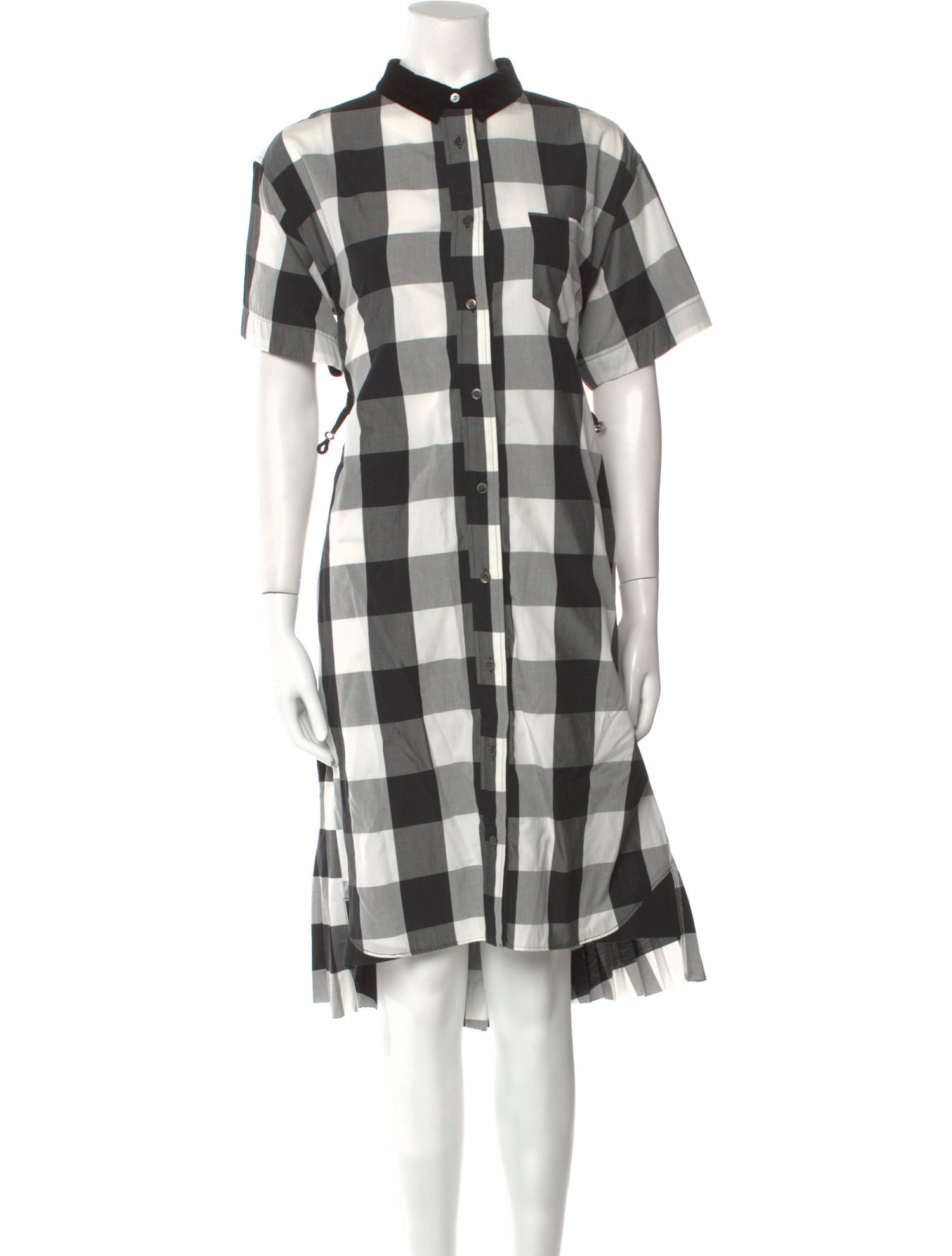 Sacai Plaid Print Midi Length Dress - Black Dresses