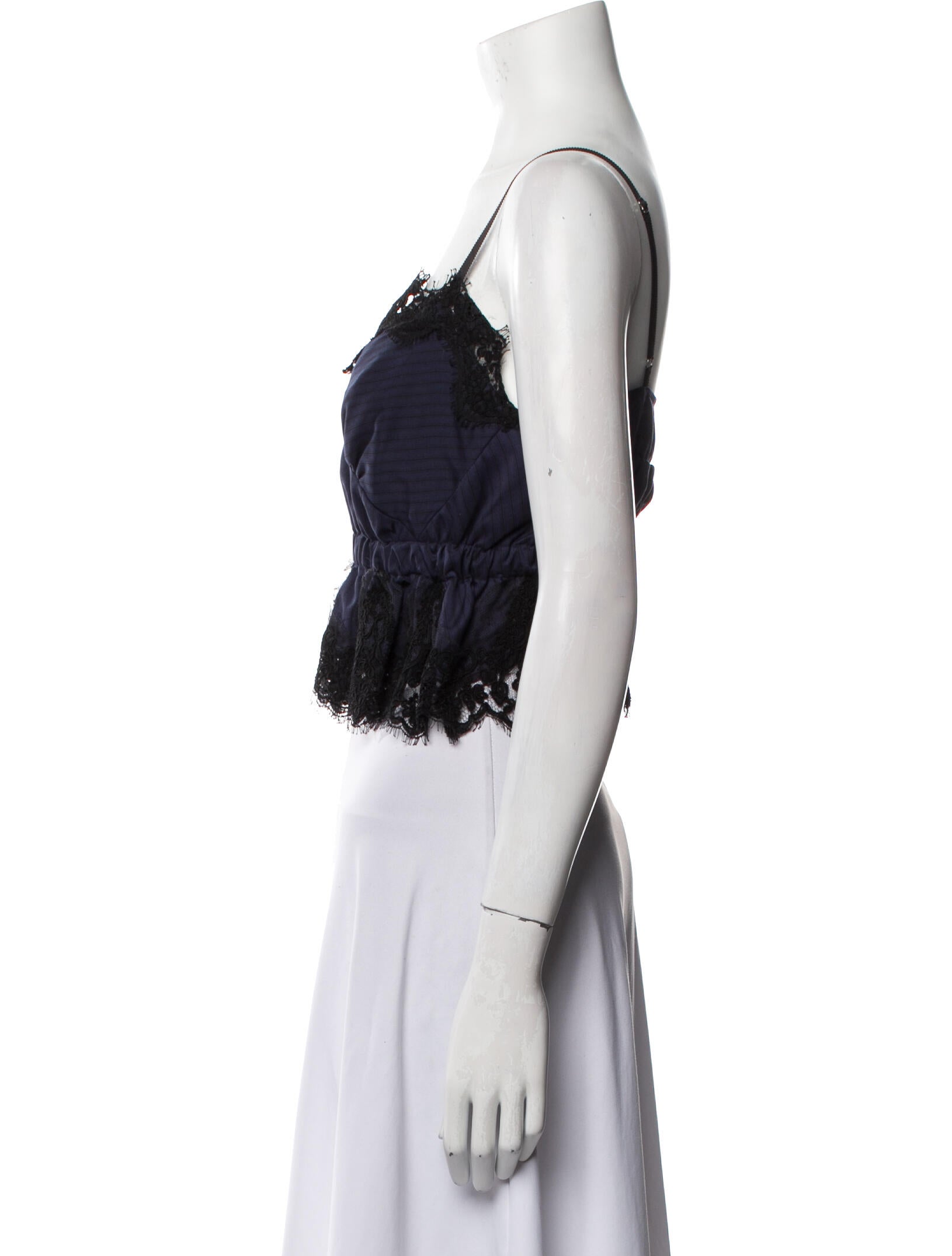 Sacai Square Neckline Sleeveless Crop Top