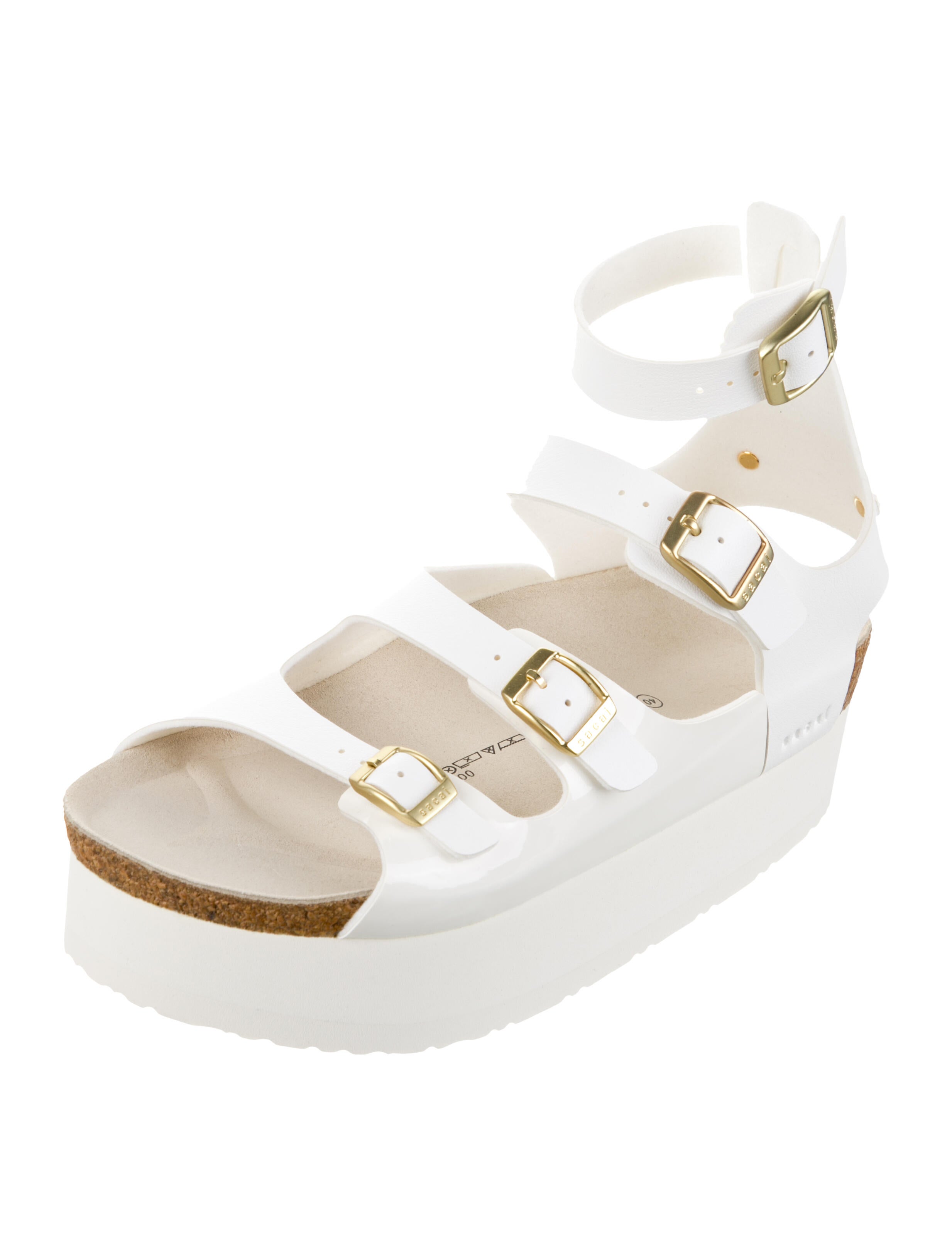 Sacai Leather Floral Print Gladiator Sandals