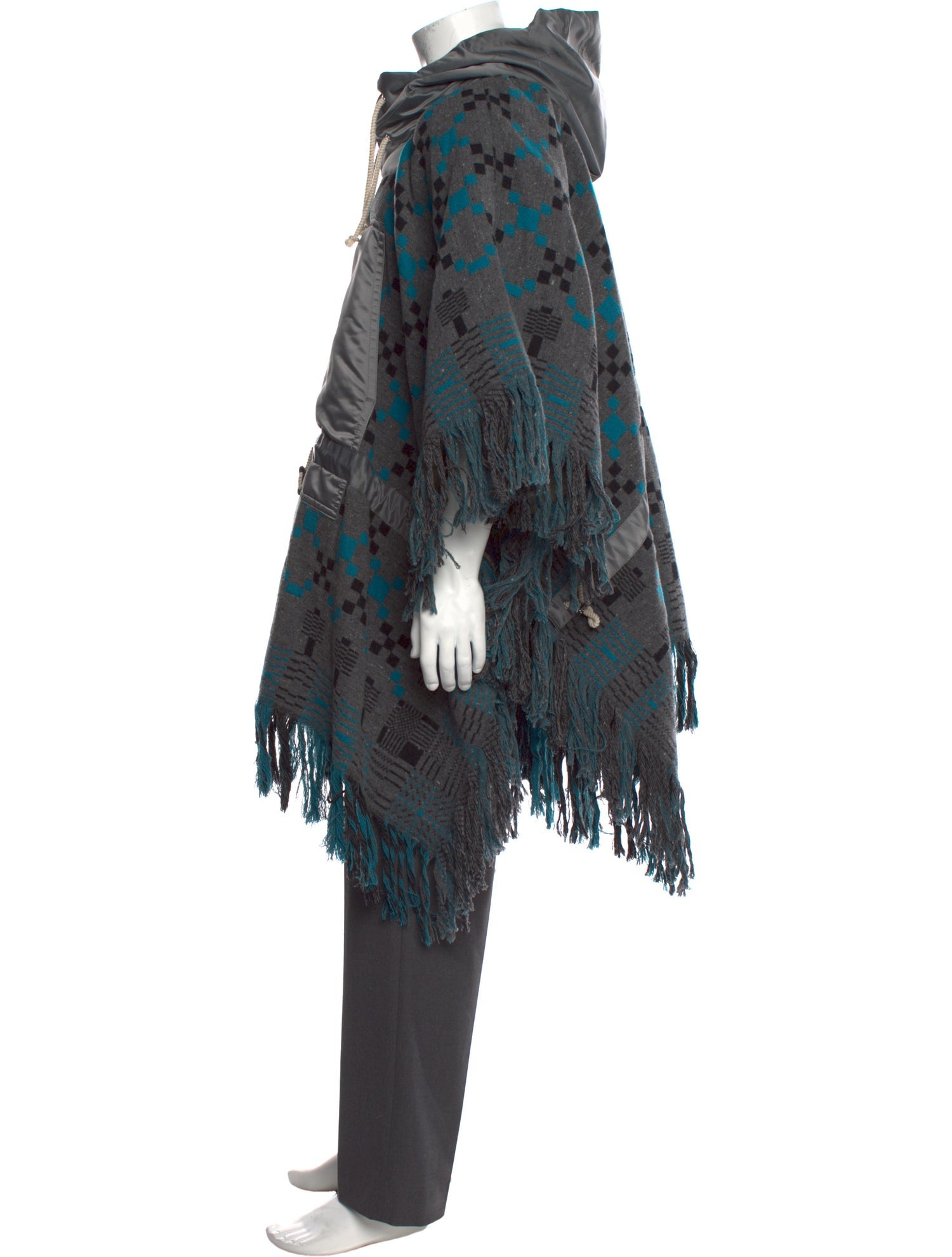 Sacai Wool Plaid Print Hoodie