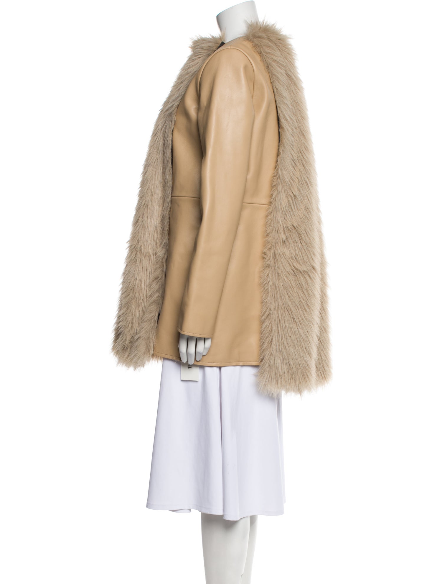 Sacai Calf Leather Faux Fur Coat