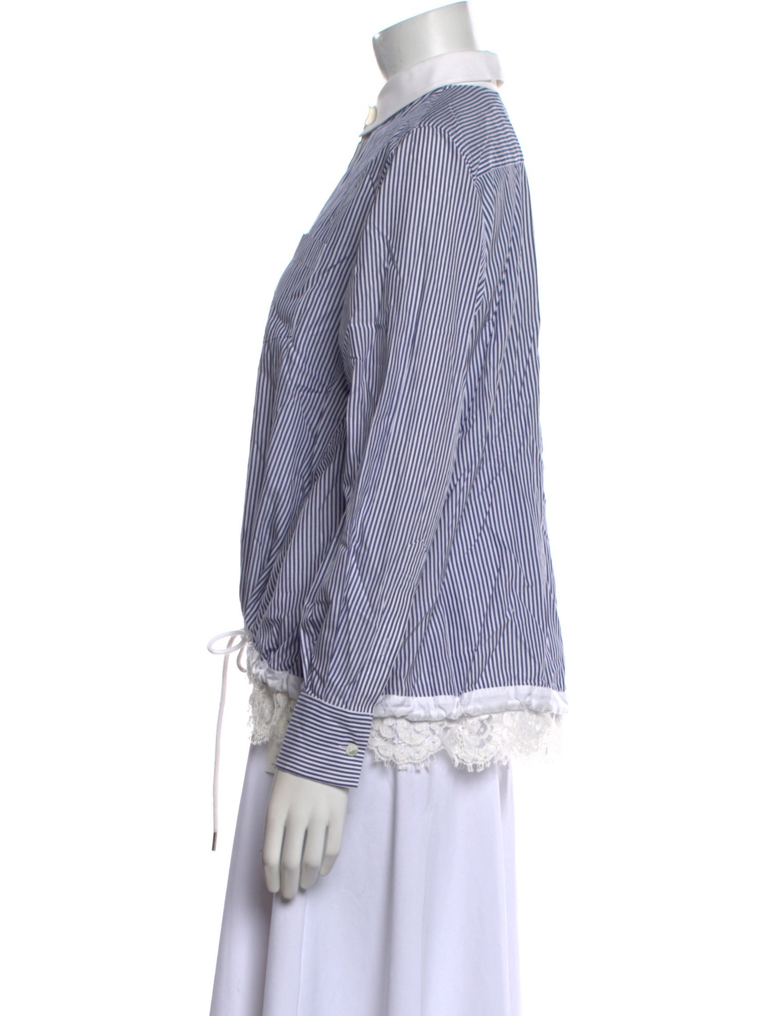 Sacai Striped Long Sleeve Button-Up Top