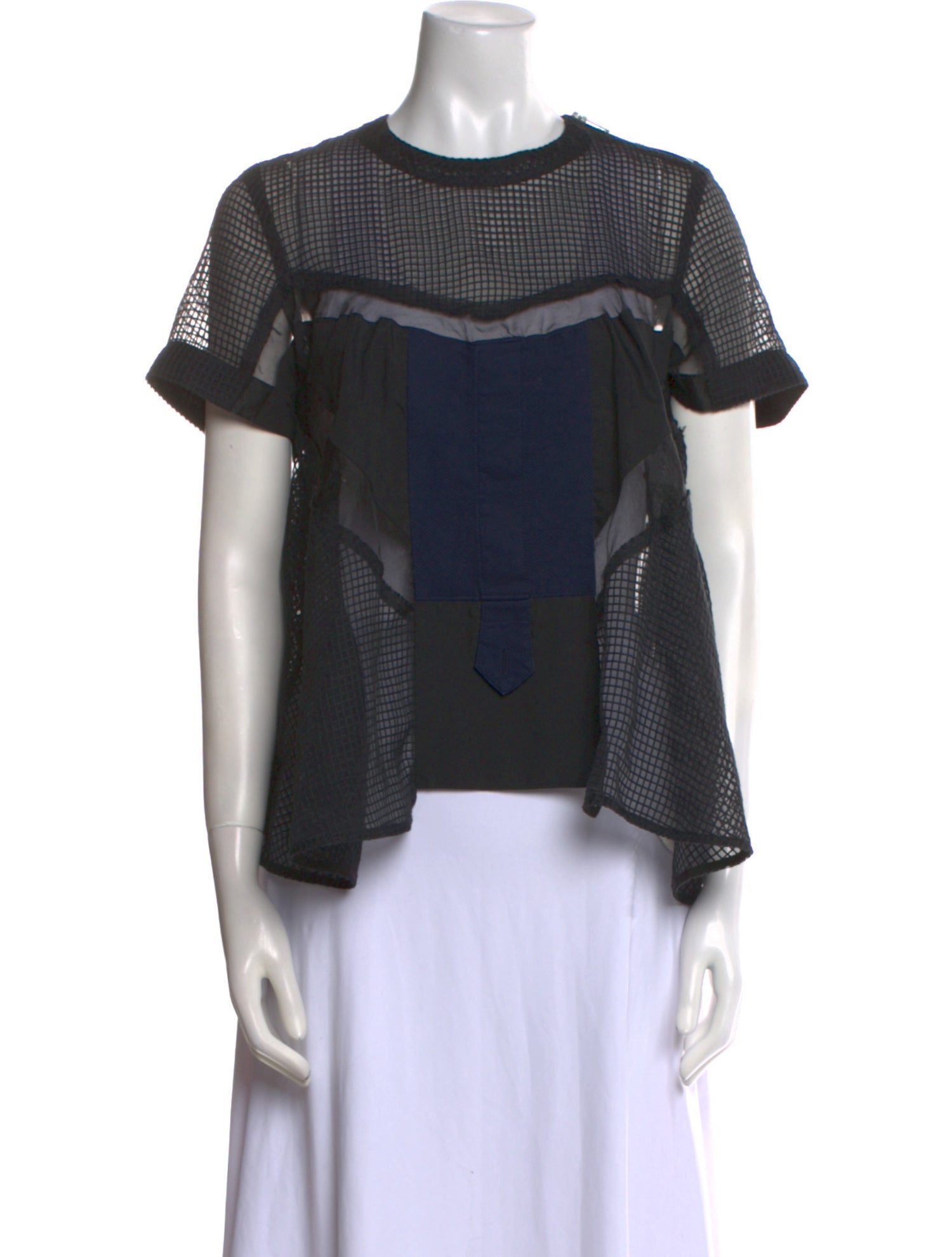 Sacai Crew Neck Short Sleeve Crop Top