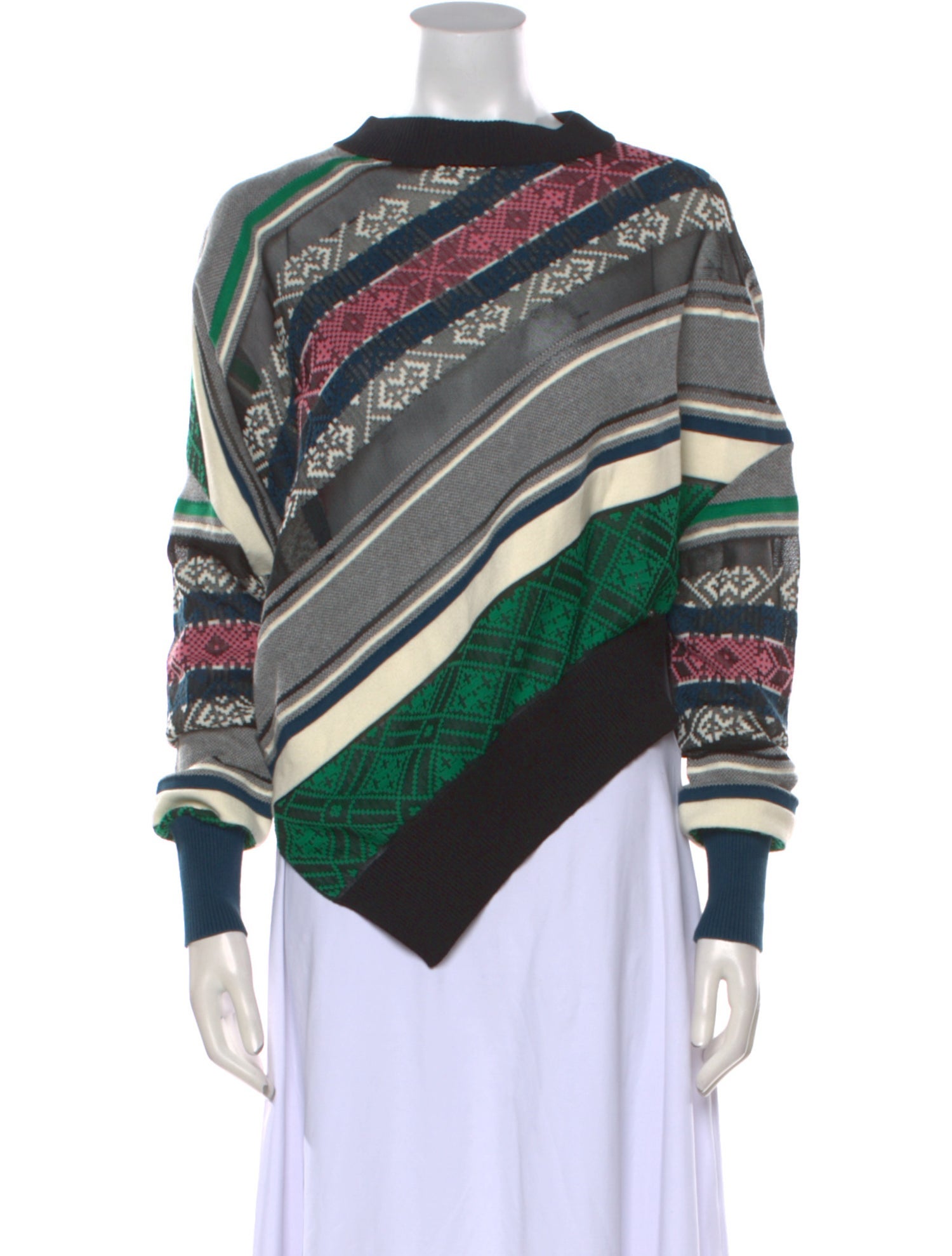 Sacai Striped Mock Neck Sweater