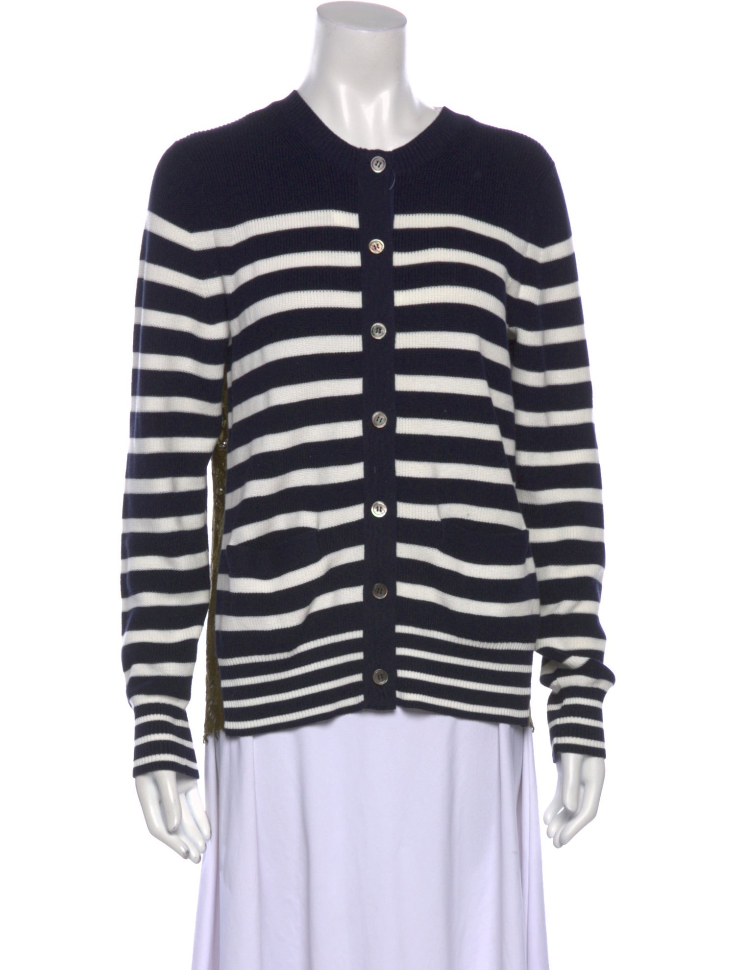 Sacai Striped Crew Neck Sweater