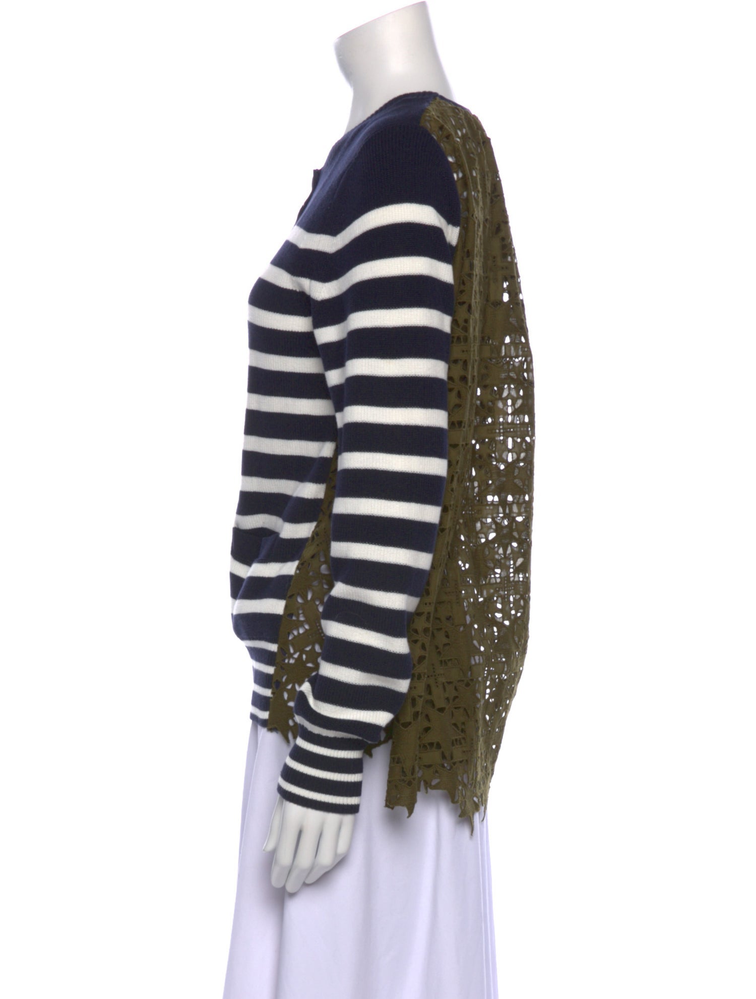 Sacai Striped Crew Neck Sweater