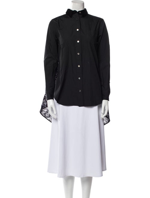 Sacai Mock Neck Long Sleeve Button-Up Top