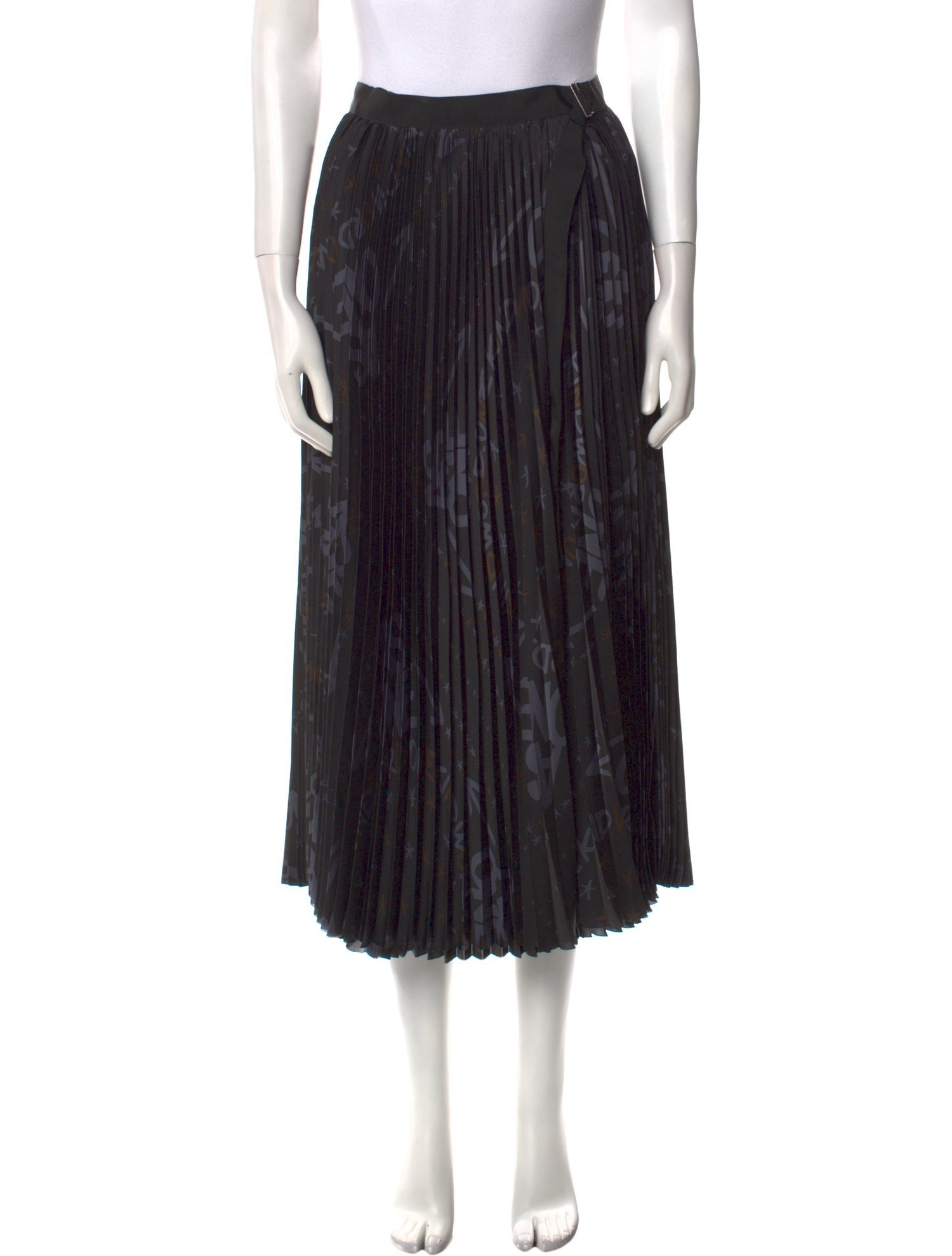 Sacai Pleated Accents Midi Length Skirt