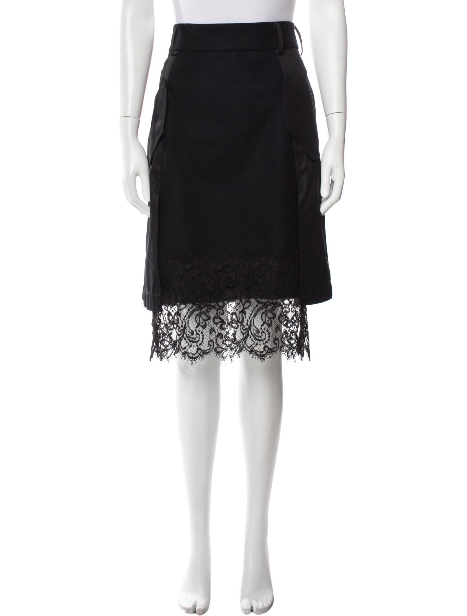 Sacai Lace Trim Embellishment Knee-Length Skirt