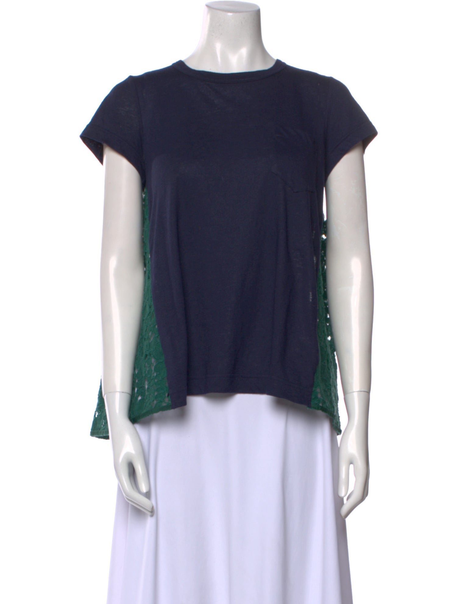 Sacai Bateau Neckline Short Sleeve Top