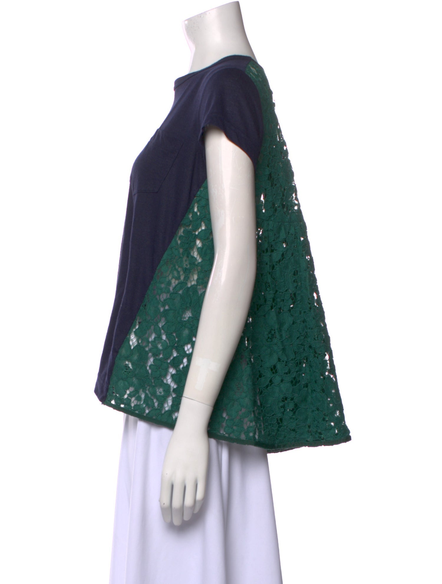 Sacai Bateau Neckline Short Sleeve Top