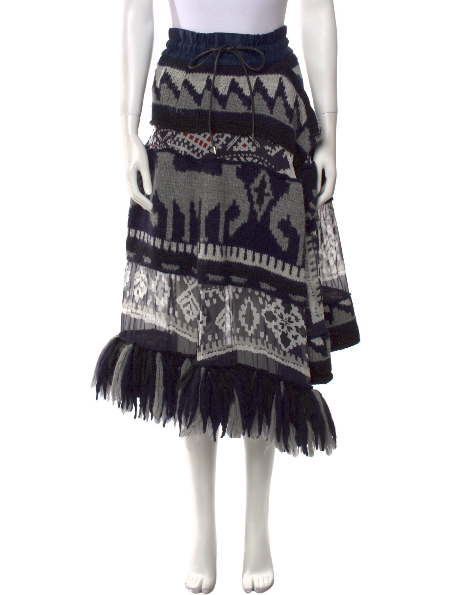 Sacai Wool Midi Length Skirt