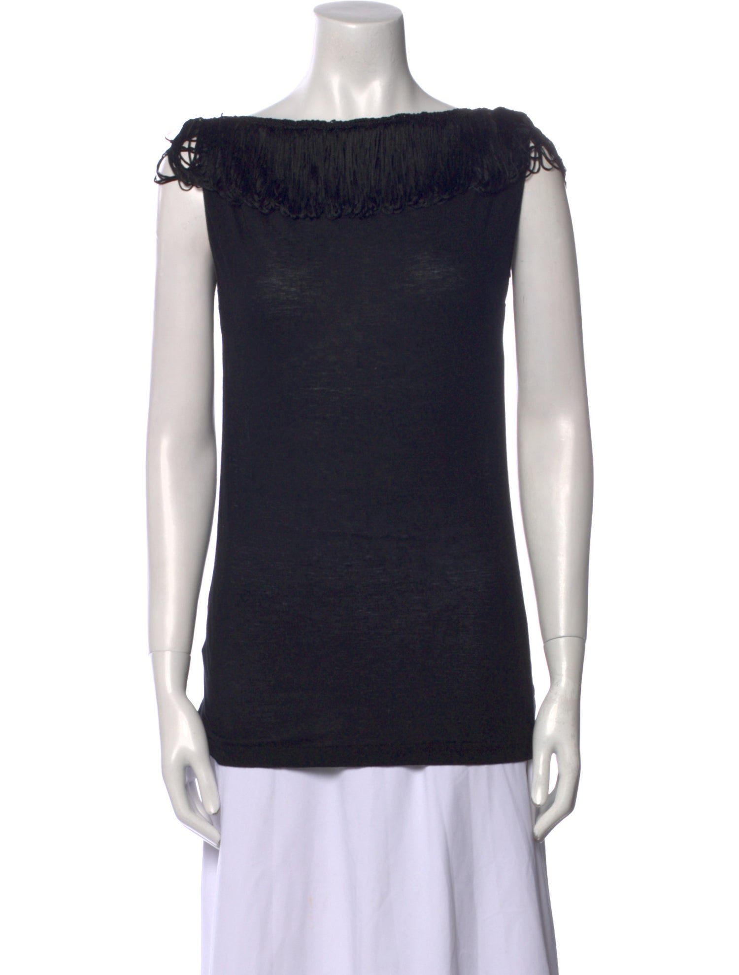 Sacai Bateau Neckline Sleeveless Top
