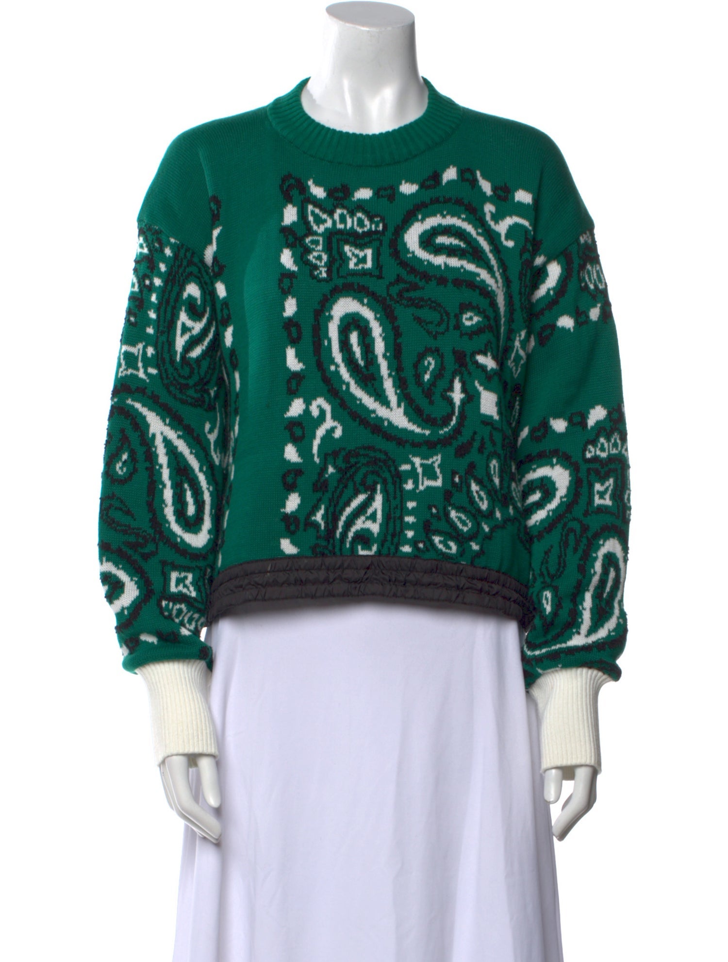 Sacai Paisley Print Crew Neck Sweater