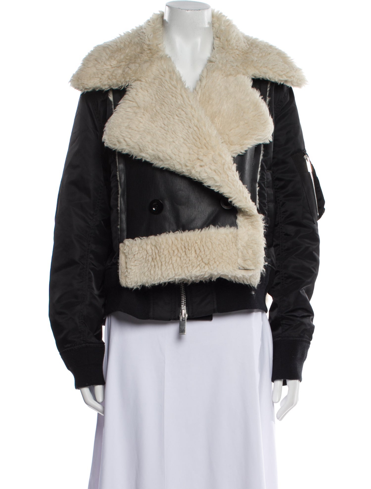 Sacai Colorblock Pattern Biker Jacket
