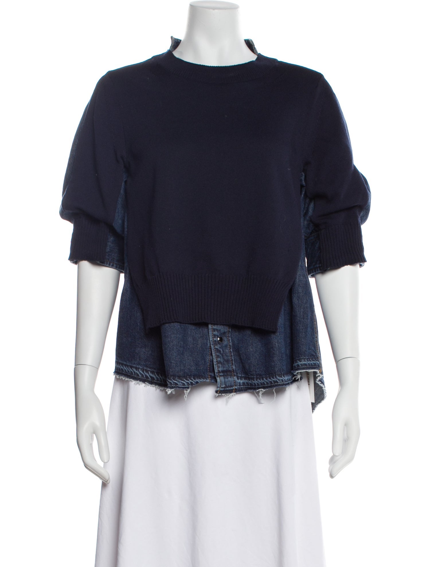 Sacai Mock Neck Three-Quarter Sleeve Blouse