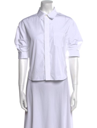 Sacai Mock Neck Short Sleeve Button-Up Top