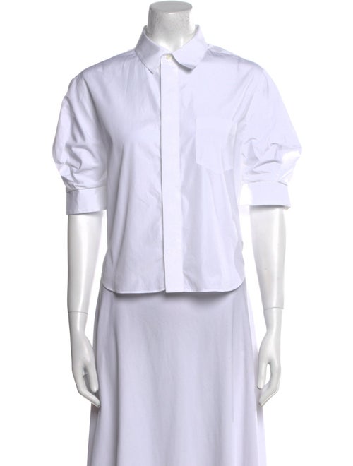 Sacai Mock Neck Short Sleeve Button-Up Top