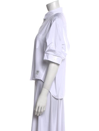 Sacai Mock Neck Short Sleeve Button-Up Top