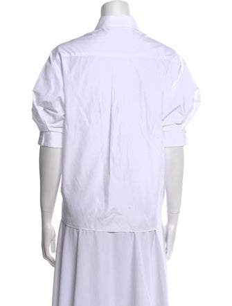 Sacai Mock Neck Short Sleeve Button-Up Top