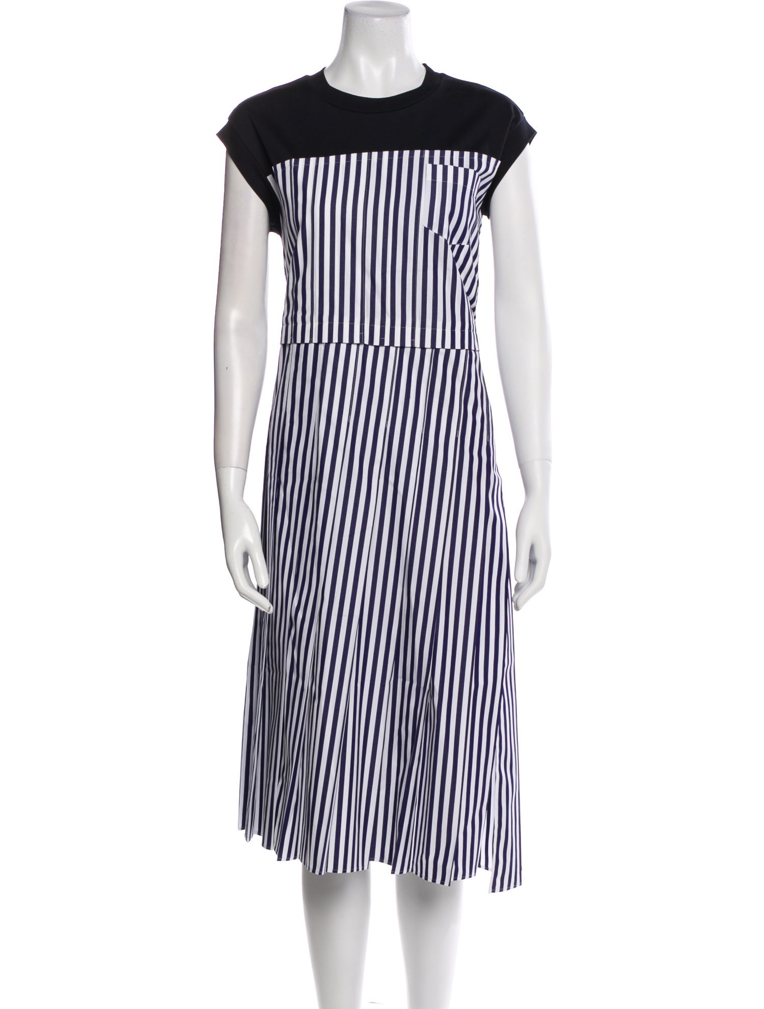 Sacai Striped Midi Length Dress