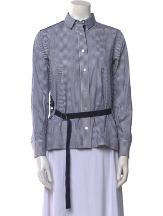 Sacai Striped Long Sleeve Button-Up Top