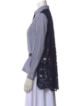 Sacai Striped Long Sleeve Button-Up Top