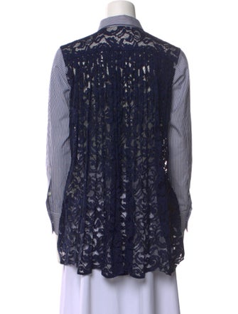 Sacai Striped Long Sleeve Button-Up Top