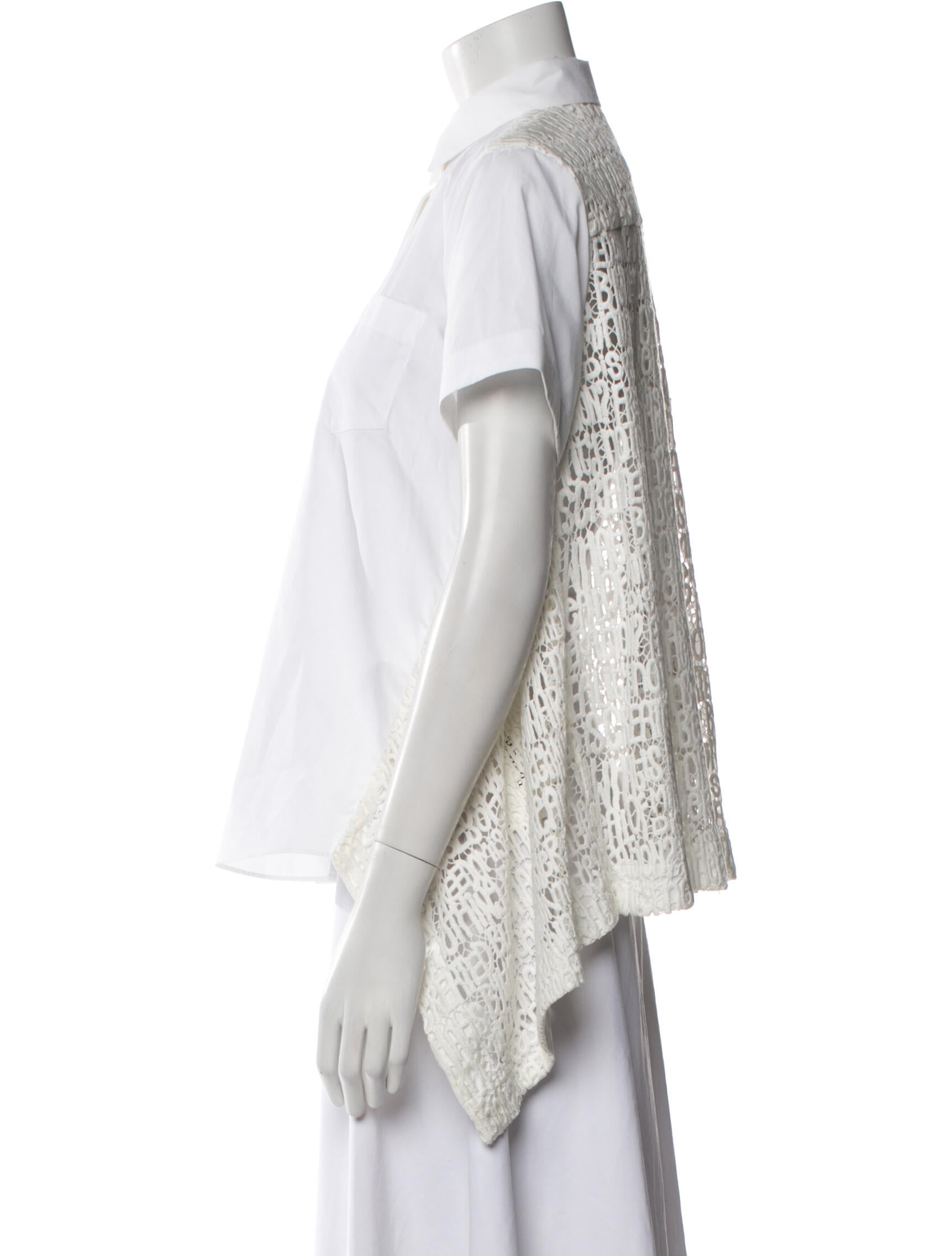 Sacai Short Sleeve Button-Up Top