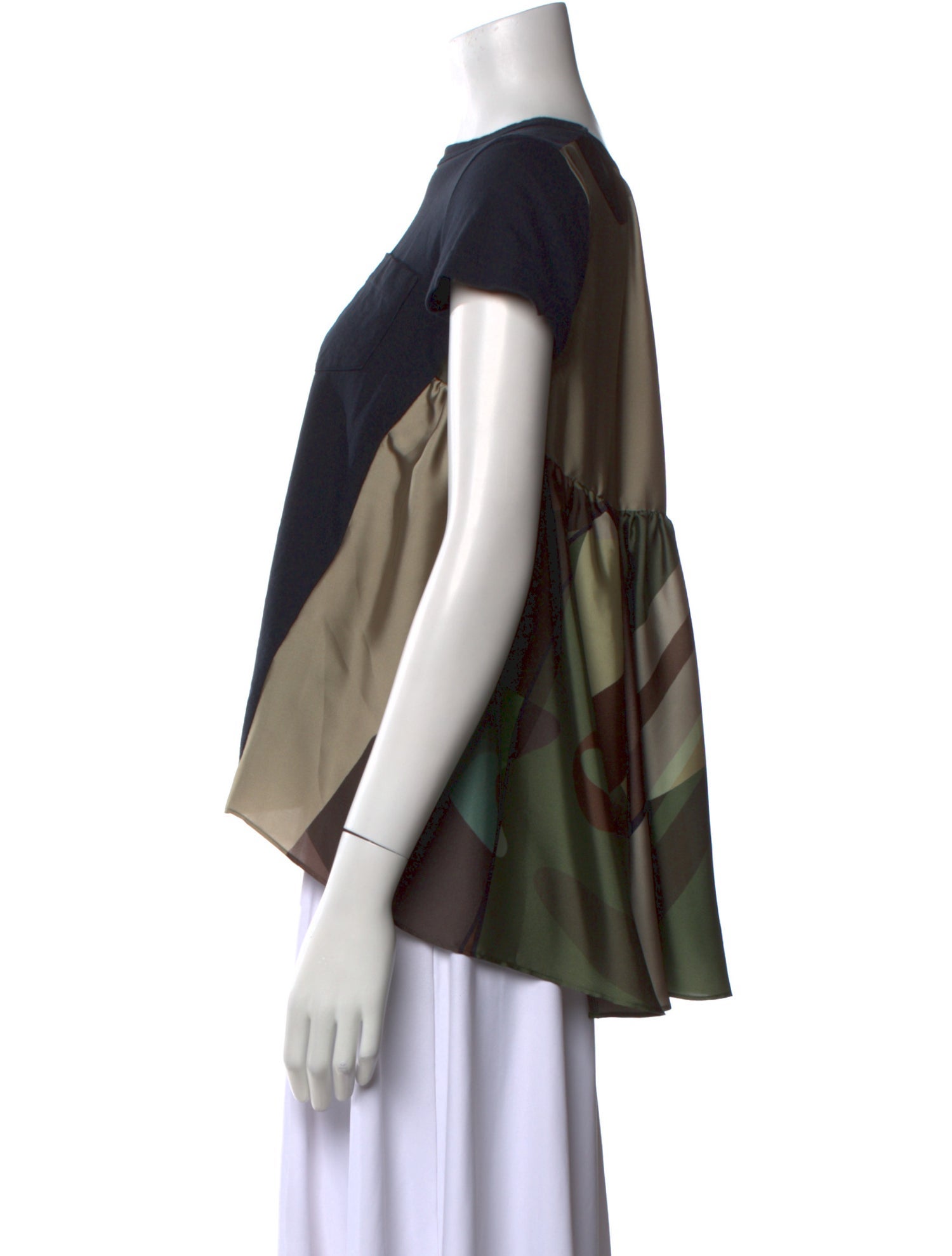 Sacai Bateau Neckline Short Sleeve Top