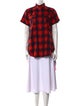 Sacai Plaid Print Mock Neck Button-Up Top