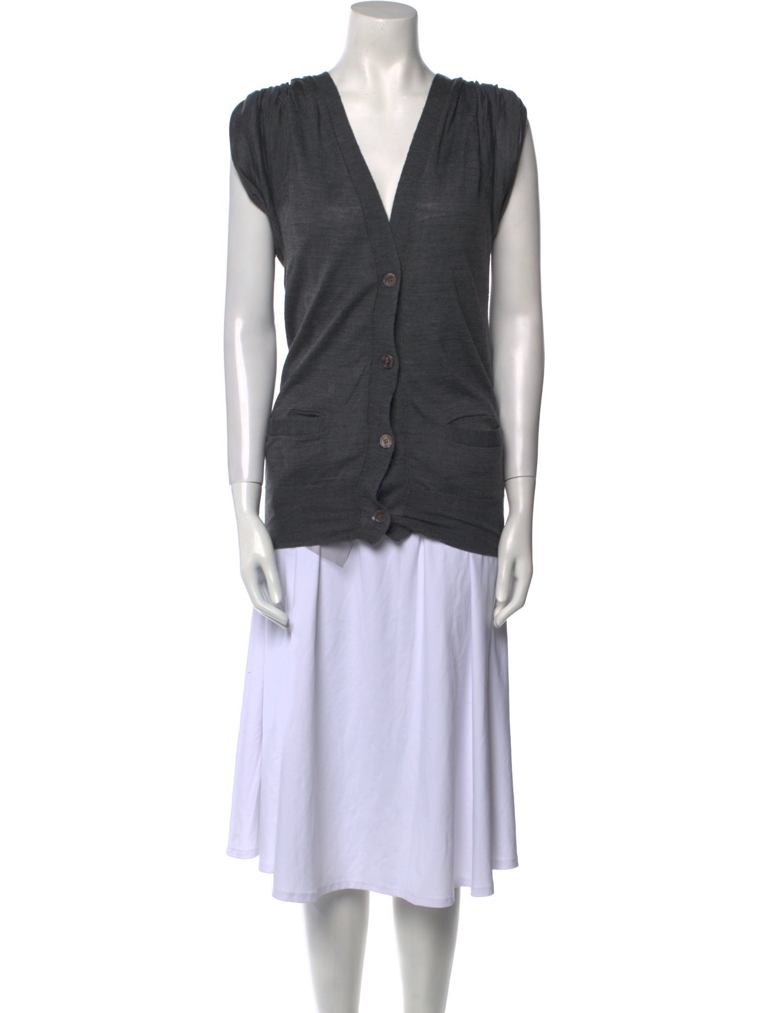 Sacai Wool Plunge Neckline Sweater