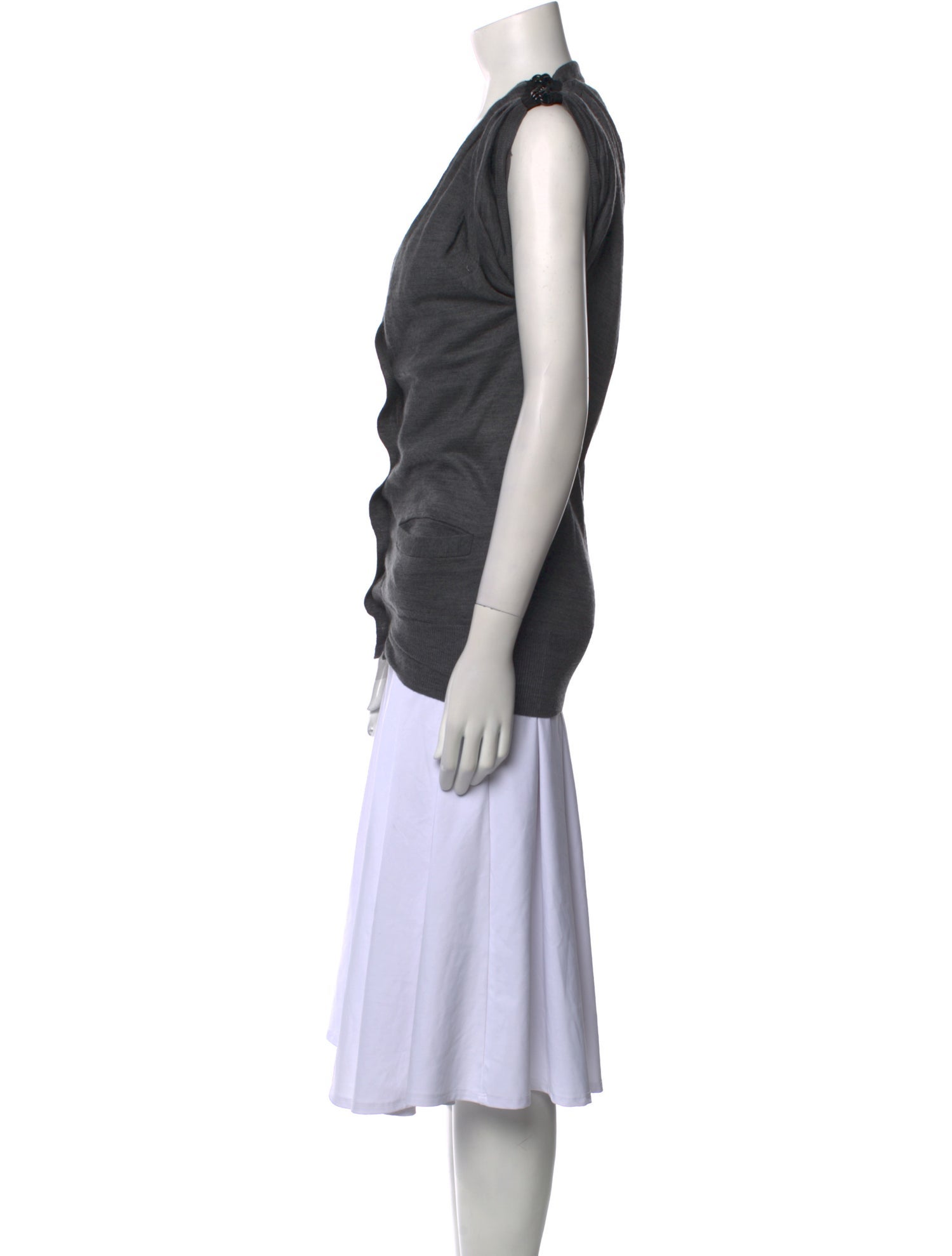 Sacai Wool Plunge Neckline Sweater