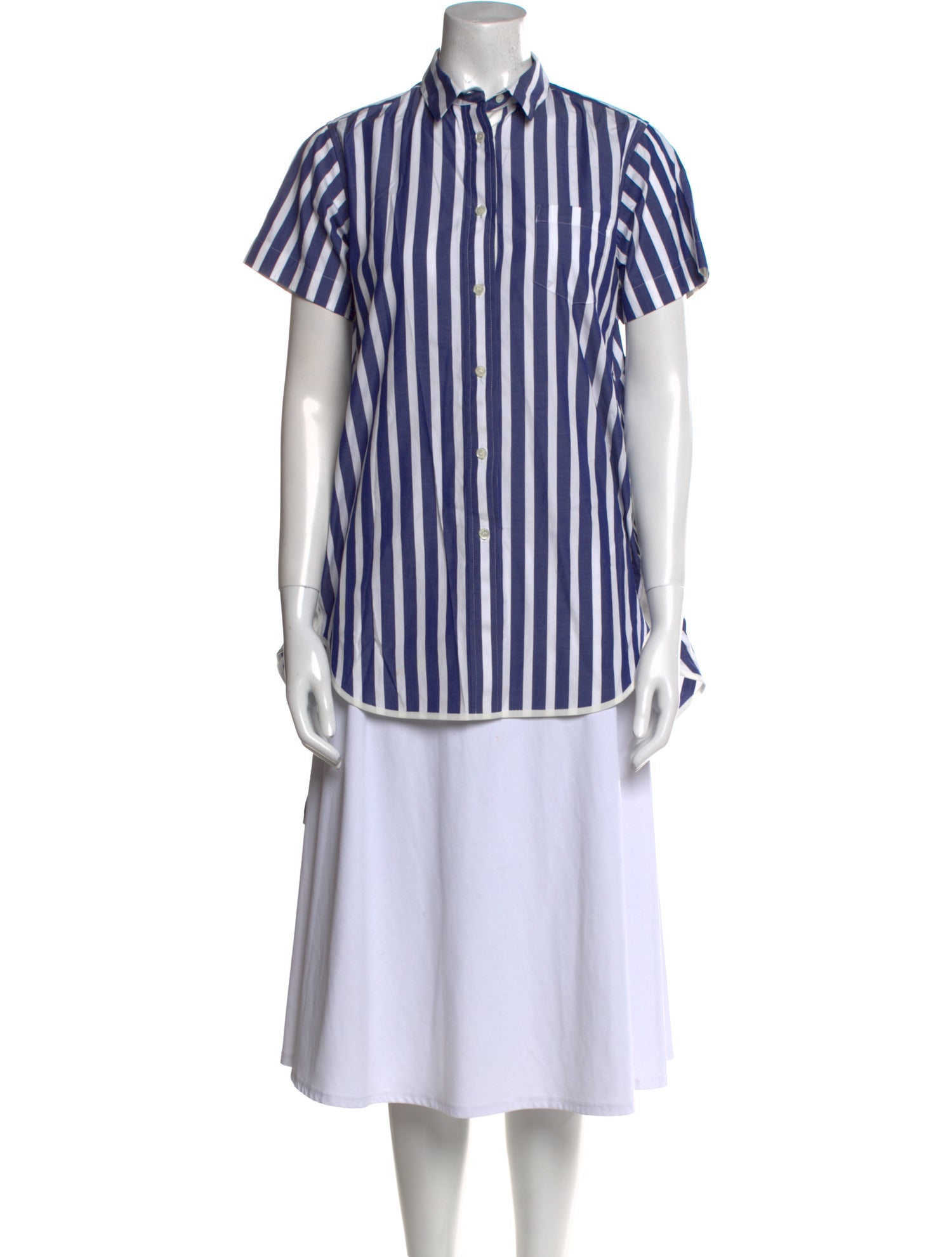 Sacai Striped Short Sleeve Button-Up Top