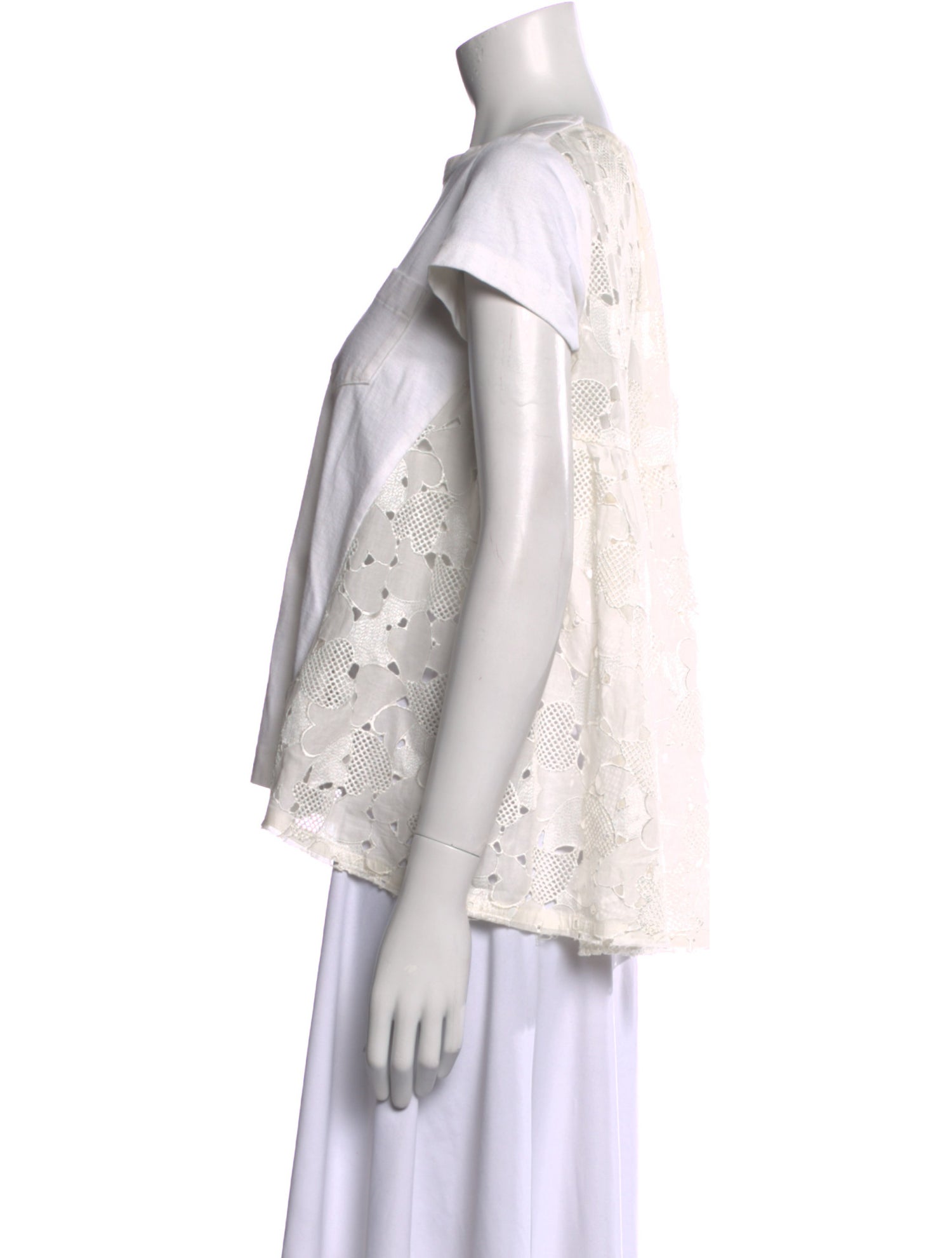 Sacai Crew Neck Short Sleeve Blouse