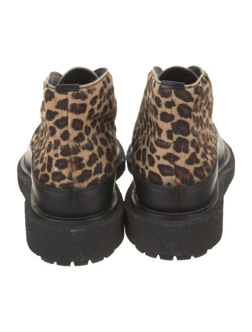 Sacai Ponyhair Animal Print Lace-Up Boots