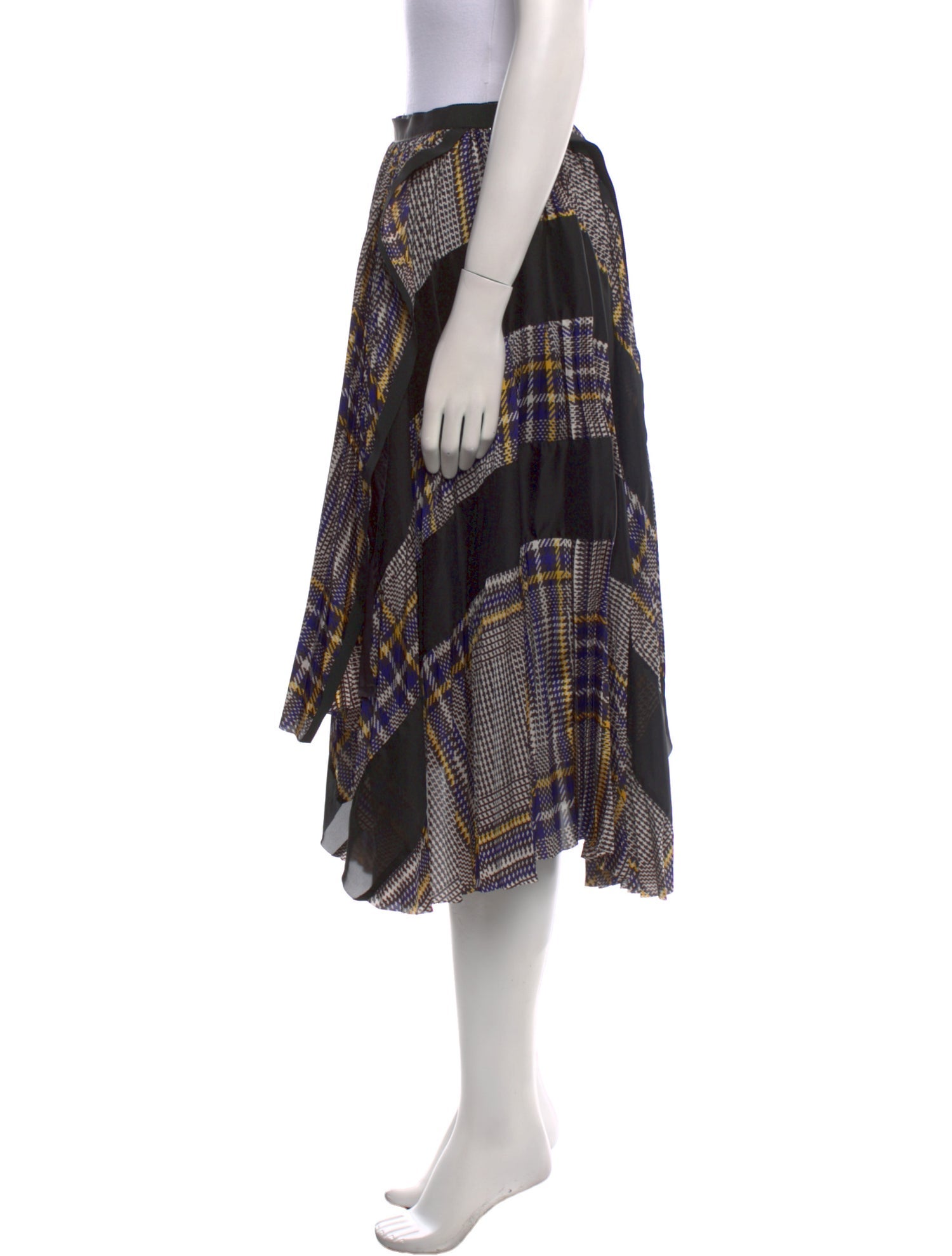 Sacai Plaid Print Midi Length Skirt
