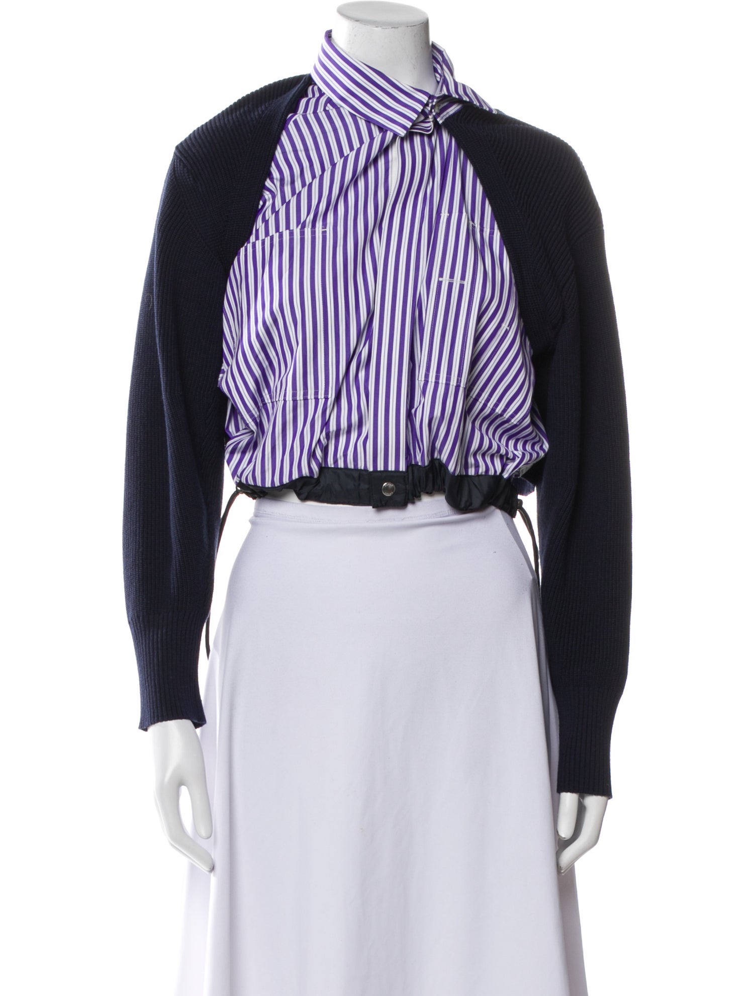 Sacai Striped Mock Neck Crop Top