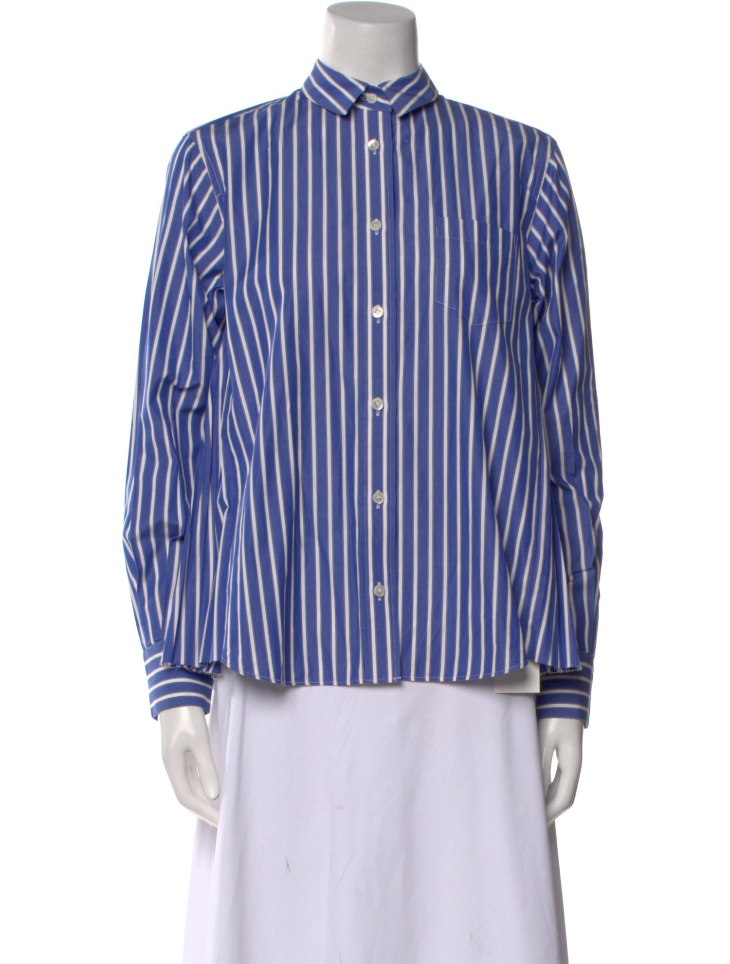 Sacai Striped Long Sleeve Button-Up Top