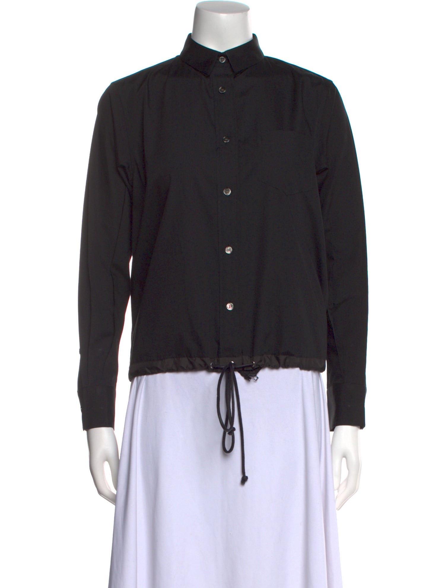 Sacai Mock Neck Long Sleeve Button-Up Top