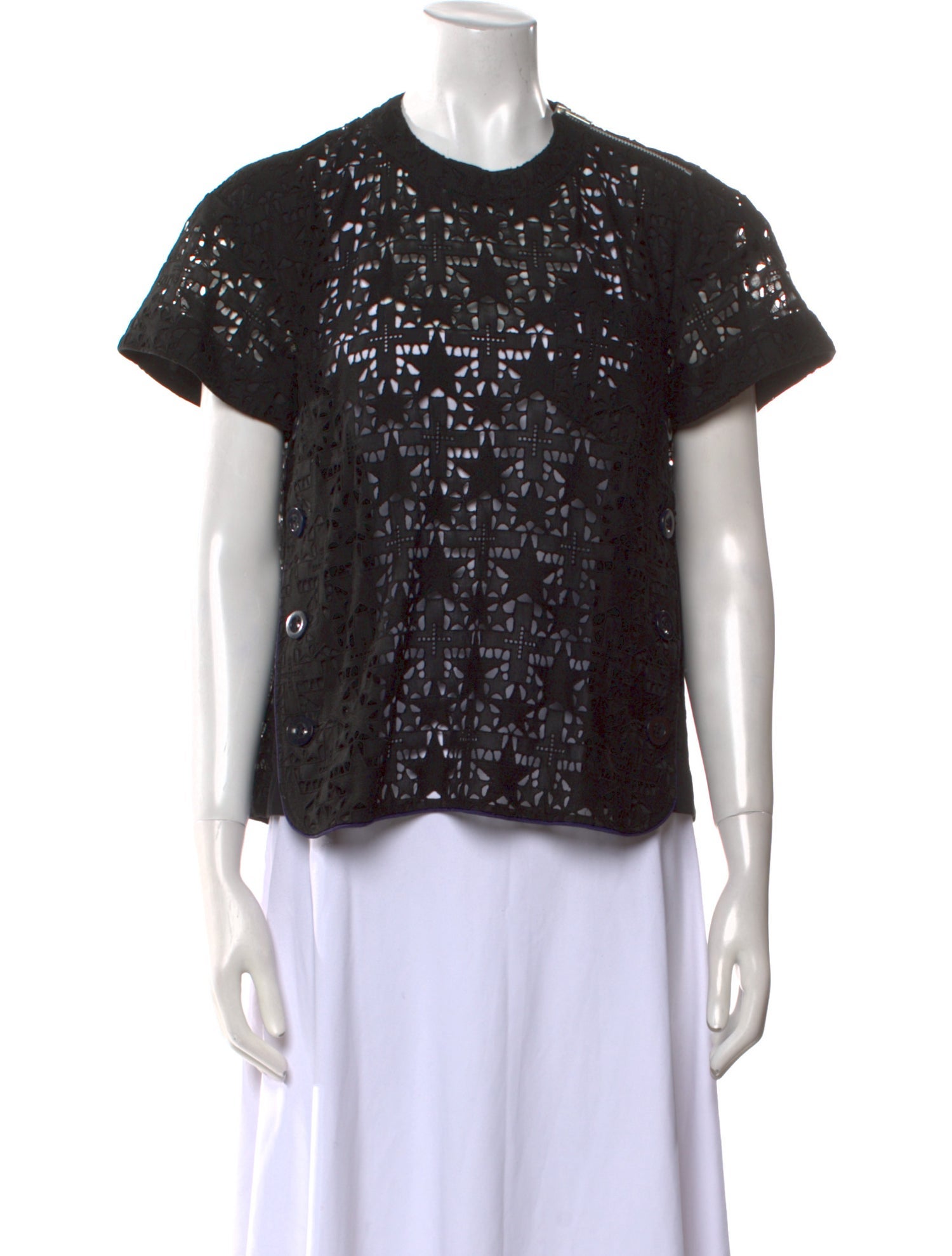 Sacai Crew Neck Short Sleeve Blouse