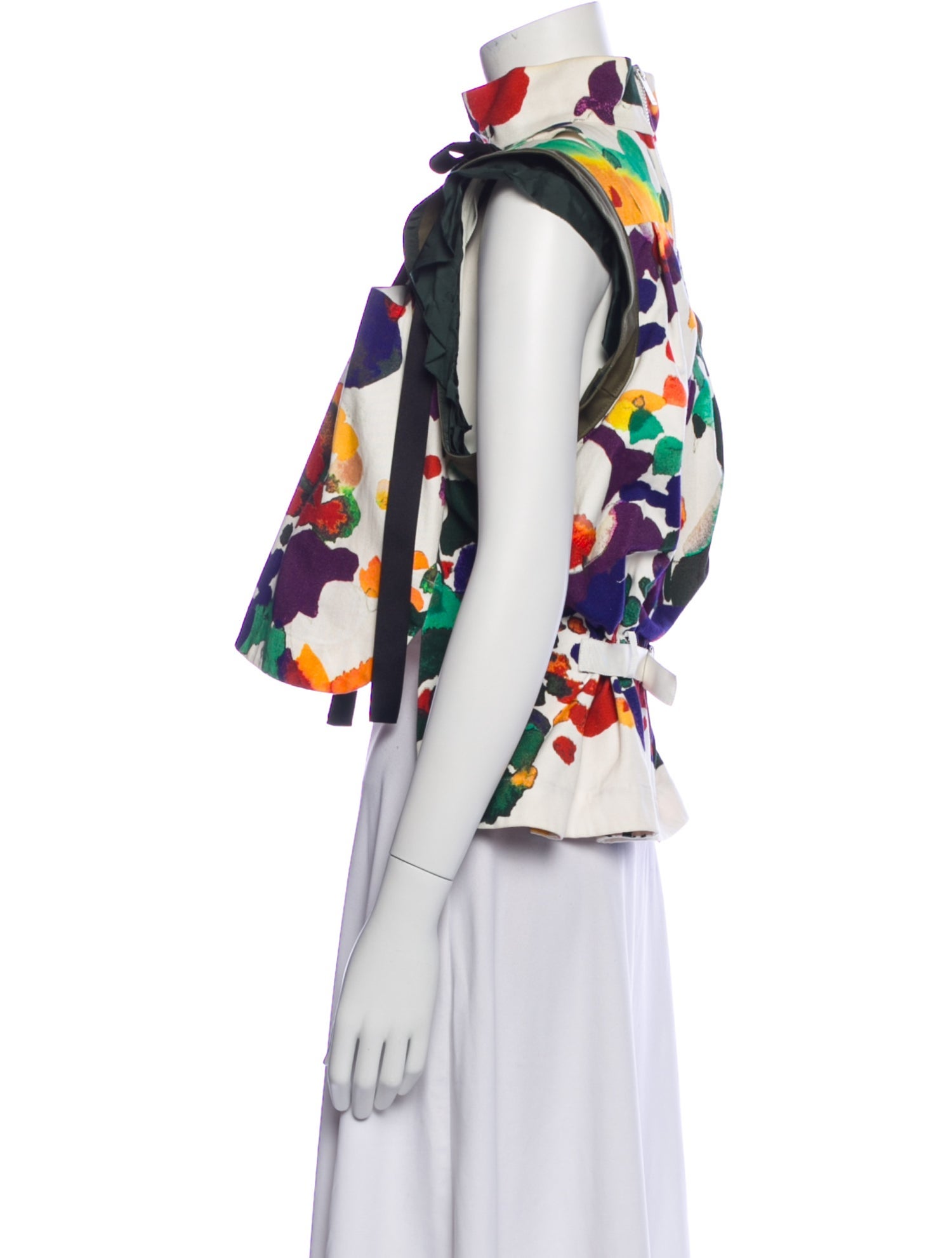 Sacai Floral Print Mock Neck Crop Top