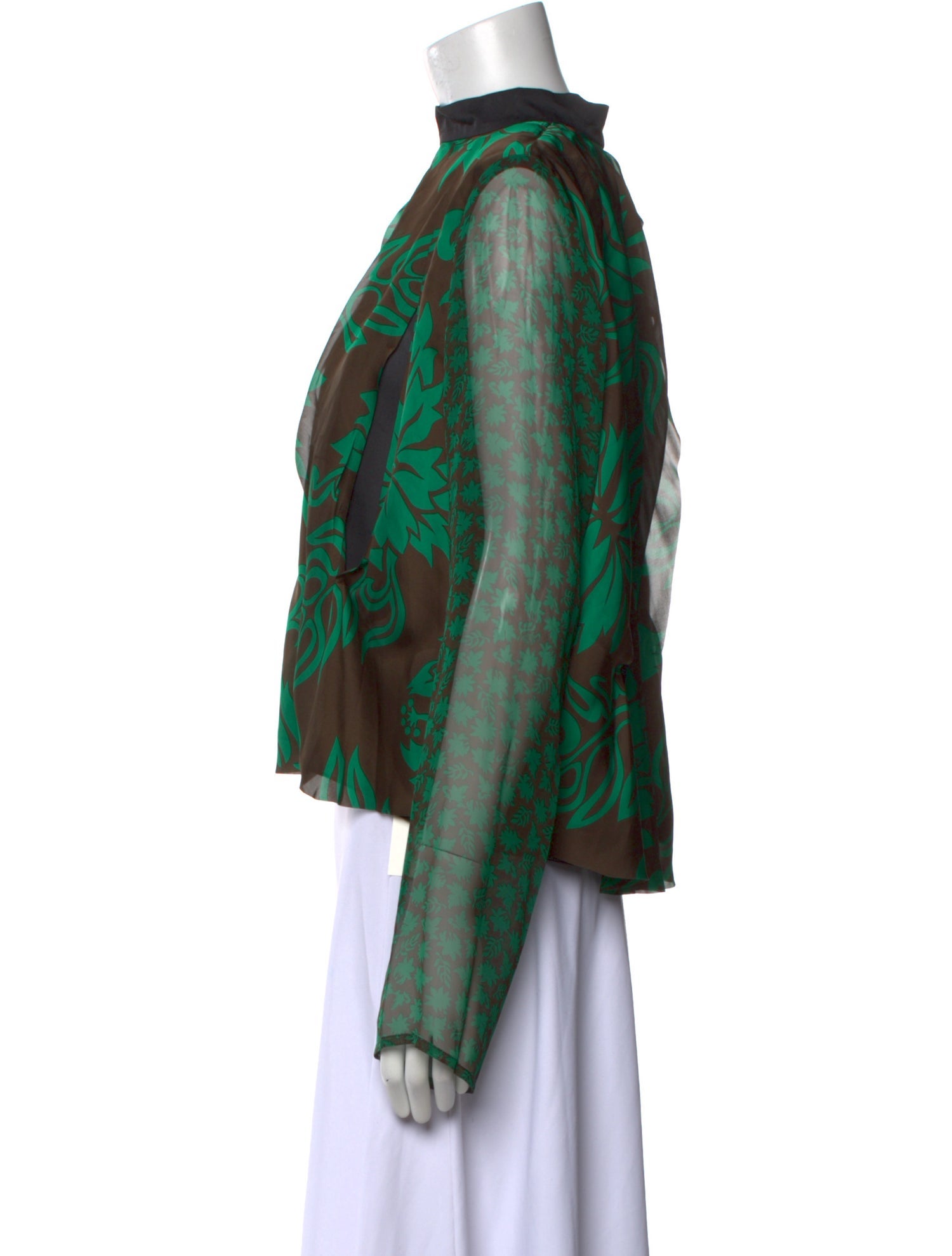 Sacai Printed Mock Neck Blouse