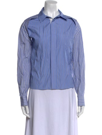 Sacai Striped Long Sleeve Button-Up Top