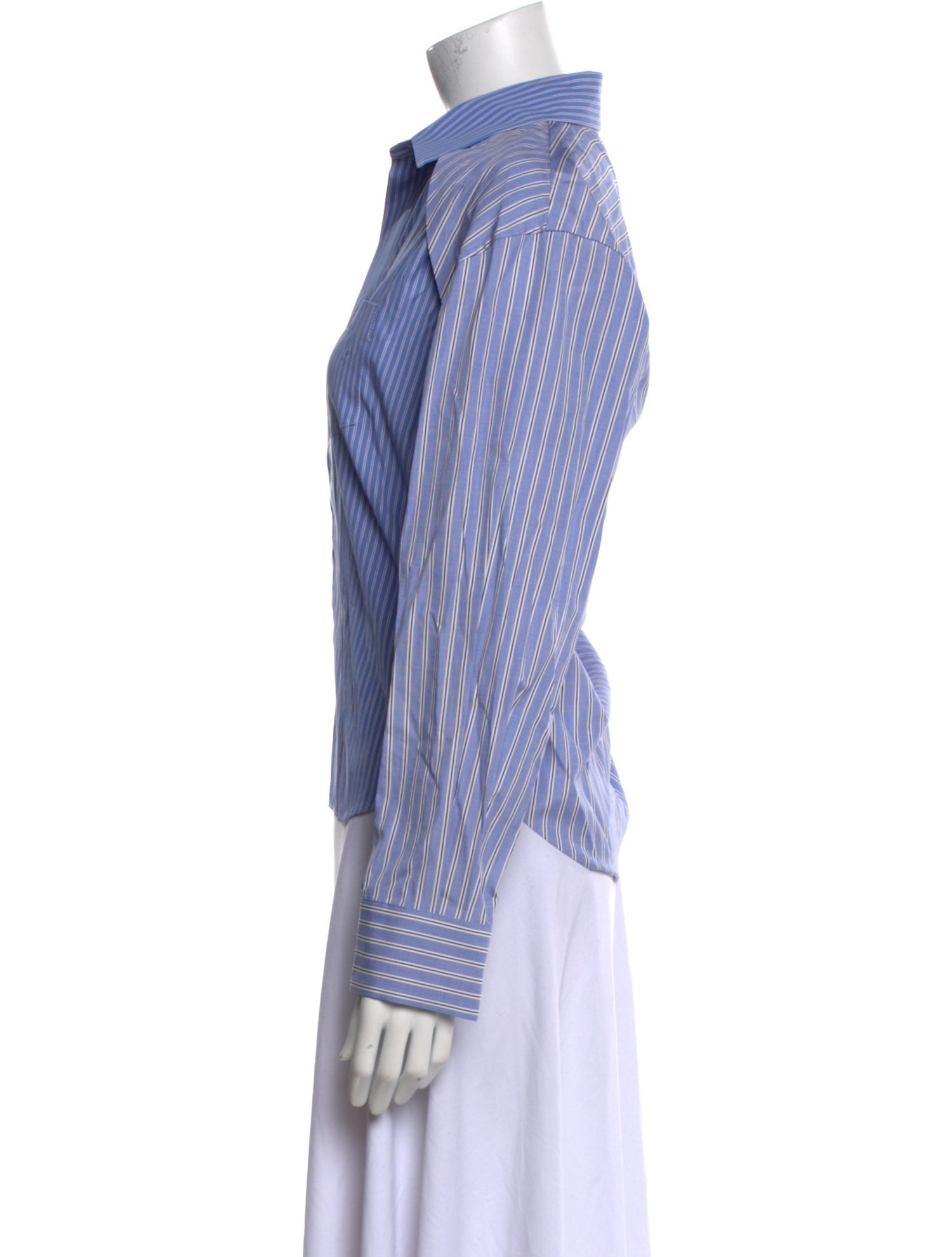 Sacai Striped Long Sleeve Button-Up Top