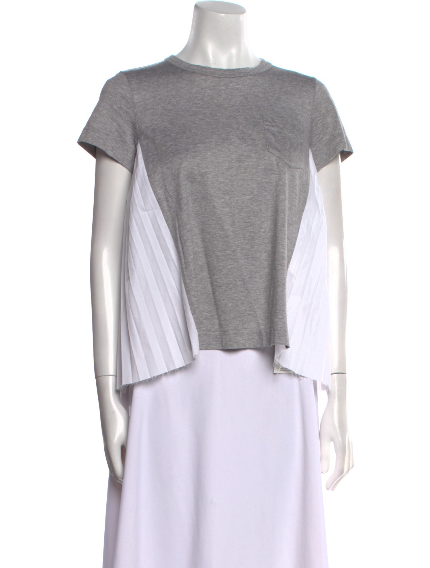 Sacai Bateau Neckline Short Sleeve Crop Top