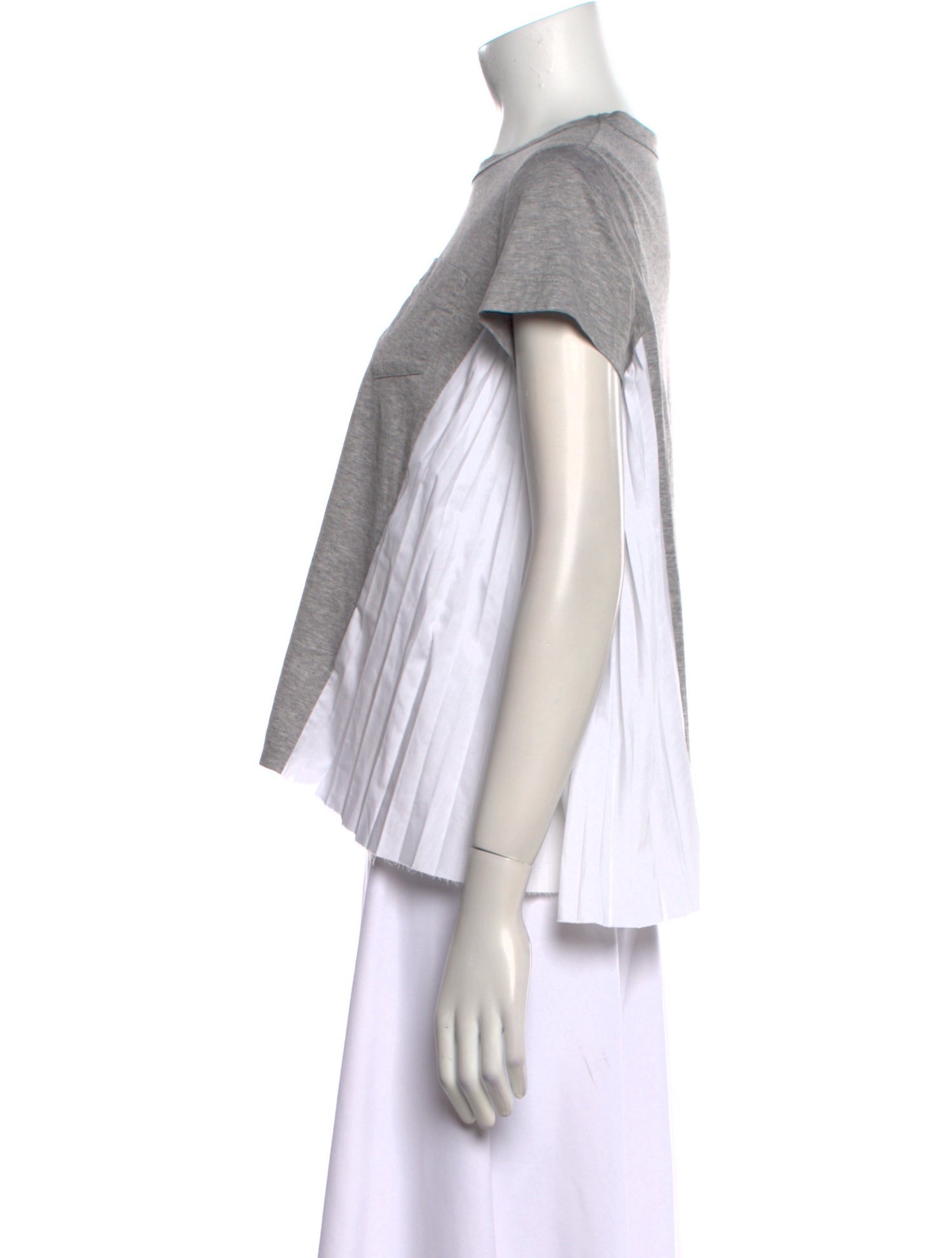 Sacai Bateau Neckline Short Sleeve Crop Top