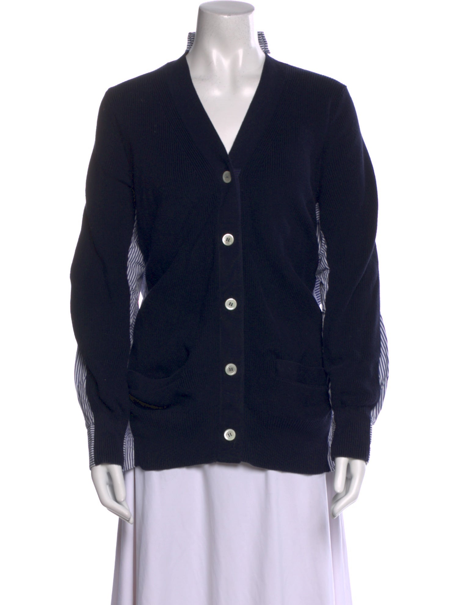 Sacai V-Neck Long Sleeve Button-Up Top